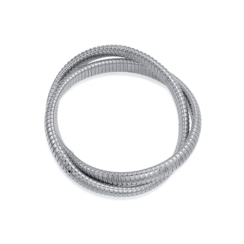 Bling Jewelry Omega Cobra Bangle Stretch Bracelet Rose Gold Silver Tone Stainless Steel - color: Silver Tone