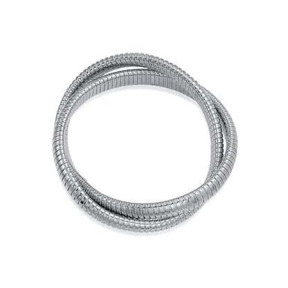 Bling Jewelry Omega Cobra Bangle Stretch Bracelet Rose Gold Silver Tone Stainless Steel - color: Silver Tone