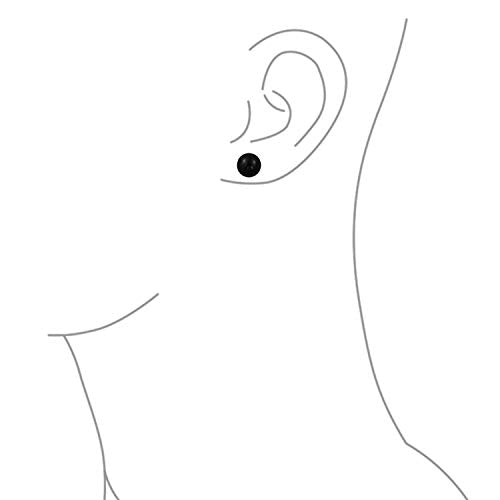 Classic Birthstones Gemstone 10MM Ball Stud Earrings .925 Sterling Silver - color: Black Onyx