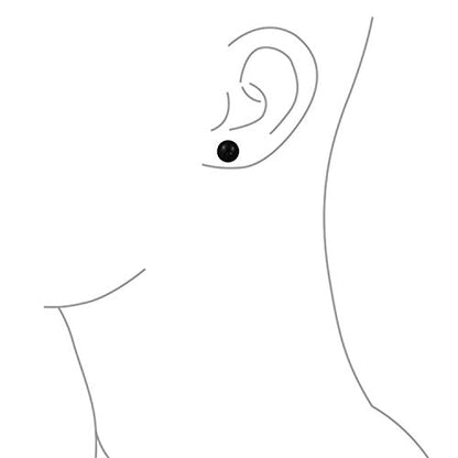 Classic Birthstones Gemstone 10MM Ball Stud Earrings .925 Sterling Silver - color: Black Onyx