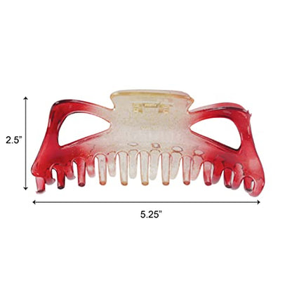 Jumbo Jaw Clip Extra Large Marbelized Hair Claw for Women (Glitter Red) - color: Glitter Red