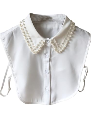 Verdusa Women's Fake Collar Detachable Dickey Collar Half Shirts Blouse - color: Plain White