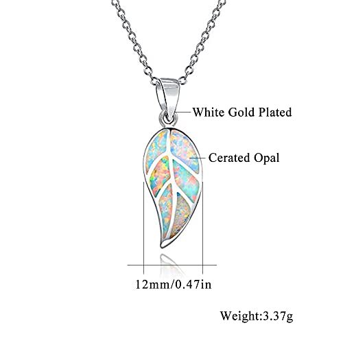CiNily Opal Leaf/Flower Pendant Necklace for Women Silver Plated Jewelry Gift - color: white