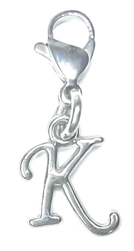 Initial Italic Cursive Stainless Steel Clasp Clip on Charm Graduation Cap Tassel Event Party Invitation Card Baby Shower Birthday Thank You Celebration Personalized Congratulations Choice of 26 Letters - style: Letter K
