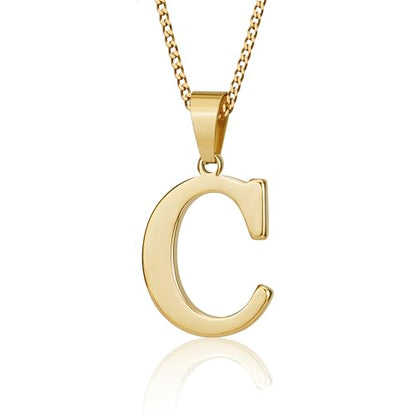 Suweibuke Initial Necklace for Men Women Boys Girls, 18K Gold Plated 26 Letters Pendant Necklace, Personalized Jewelry Gifts - color: Gold-C
