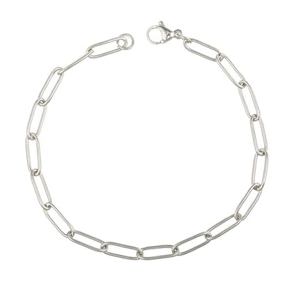 kelistom 14K Gold Filled Stainless Steel Paperclip Chain Bracelet for Women, 7.5” Rectangle Link Bracelets, Waterproof and Never Tarnish - color: stainless steel