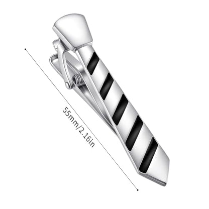 Tie Clips for Men Classic Tie Clip Set Necktie Tie Bar Clips jewelry Box Gift - color: T01