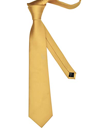 GUSLESON Classic New 3.15"（8cm） Men's Solid Color Necktie Wedding Business Tie + Gift Box - color: Goldenrod
