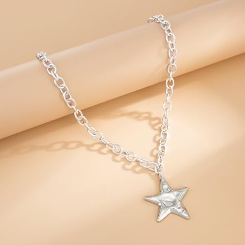 Big Star Necklace Chunky Necklace for Women Boho Thick Chain Statement Necklace Trendy Large Star Pendant Necklace Bold Vintage Chunky Jewelry - style: Style S