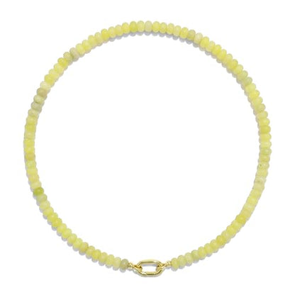 CONRAN KREMIX Colorful Stone Beaded Necklace for Women,Natural Gemstone Bead Choker Necklaces Boho Summer Beach Layering Necklace Jewelry Gift for Women - color: Yellow