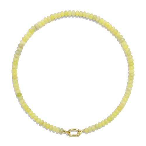 CONRAN KREMIX Colorful Stone Beaded Necklace for Women,Natural Gemstone Bead Choker Necklaces Boho Summer Beach Layering Necklace Jewelry Gift for Women - color: Yellow