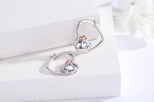 LES OSEWA Dog Animal Earrings Sterling Silver Animal Heart Hoop Dangle Earrings Cute Jewelry Gifts for Women - color: Chicken