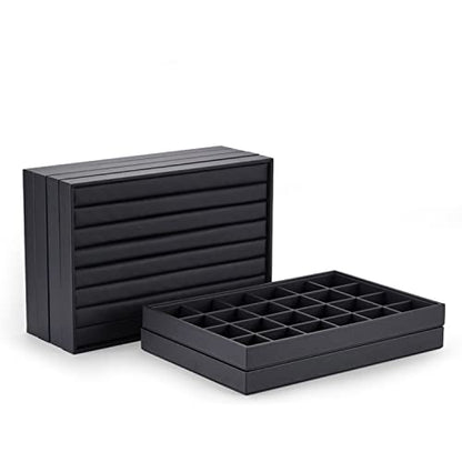 Oirlv Black Leather 24 Grid Jewelry Insert Tray Necklace Pendant Display Tray Jewelry Drawer Organizer（Pack of 1） - style: P017006