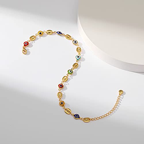 Ankle Bracelets for Women 18K Gold Plated Anklet for Women Gold Charm Anklet Waterproof Summer Beach Foot Chain Jewelry Gifts - style: Evil Eye and Pig Nose