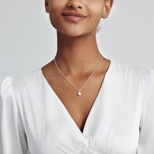 Zeffy Gold Pearl Necklace for Women, Dainty 14K Gold/Silve Plated Layered Pearl Choker Pearl Earrings Pearl Bracelets Wedding Trendy Gold Jewelry Set for Women Gifts - style: Silver Single Pearl Necklace-1PCS