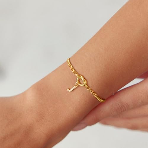 Gold Initial Bracelets for Women Jewelry Gifts - Dainty 14K Gold Plated Zircon Letter Knot Bracelet 26 Alphabet Monogram Initial Bracelets Birthday Gifts for Women - color: N