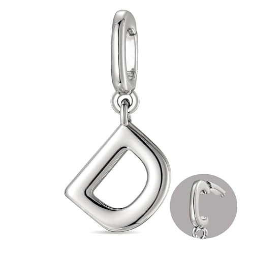 OVRUNS Initial Charm for Women Letter Bracelet Necklace Charms With Clasp | Alloy,nickel,safe for sensitive skin,Pendant with install clasp,fits bracelets with necklaces,great for gift - color: Silver, style: Letter D