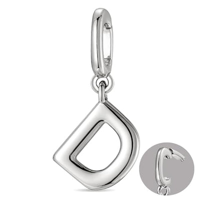 OVRUNS Initial Charm for Women Letter Bracelet Necklace Charms With Clasp | Alloy,nickel,safe for sensitive skin,Pendant with install clasp,fits bracelets with necklaces,great for gift - color: Silver, style: Letter D