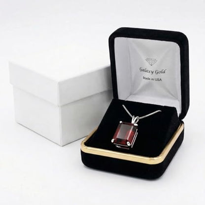 Galaxy Gold 14K Solid Gold 7.0 Carat Natural Garnet Pendant Necklace for Women - Yellow Gold Fine Jewelry