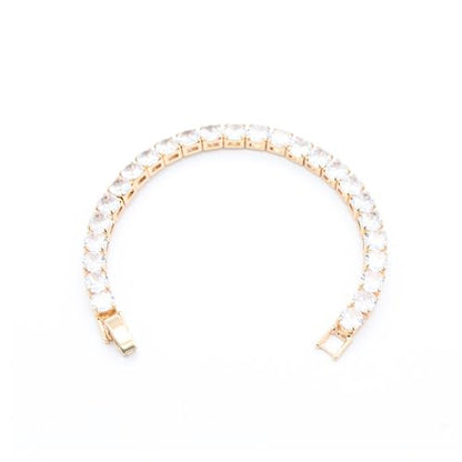 Tennis Bracelet, 6mm Black Cubic Zirconia, Gold Plated Brass, 7 Inch Length, 16.5 Grams, Multiple Colors Available - color: Gold Clear
