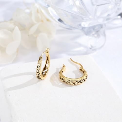 14K Gold Earrings for Women Gold Filigree/Celtic Huggie Earrings Jewelry Easter Mothers Day Gifts for Mom Girlfriend - style: Tree of Life