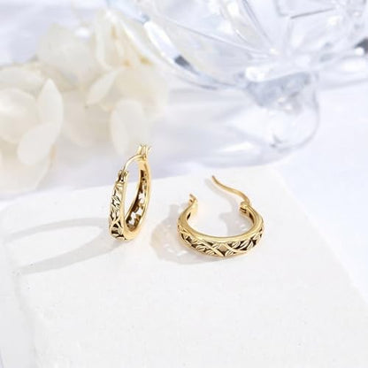 14K Gold Earrings for Women Gold Filigree/Celtic Huggie Earrings Jewelry Easter Mothers Day Gifts for Mom Girlfriend - style: Tree of Life