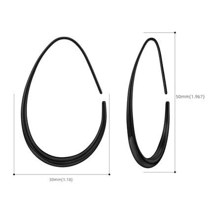 Lightweight Teardrop Hoop Earrings for Women - 14k Gold/White Gold Plated Large Oval Pull Through Hoop Earrings High Polished Statement Jewelry Gift for Women - color: E - Black