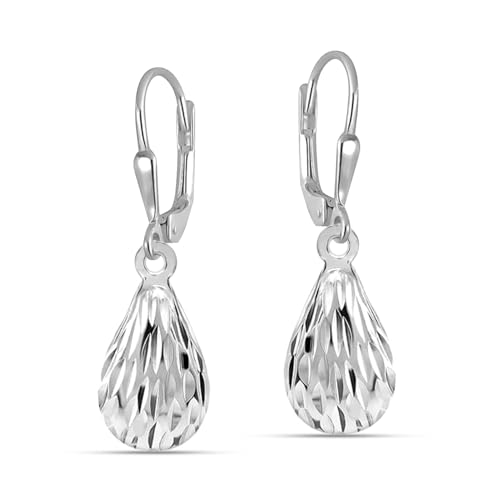 LeCalla 925 Sterling Silver Leverback Drop Earrings | Lightweight Italian Teardrop Dangle Earring for Women - color: Oval Shape Drop with Customized Card