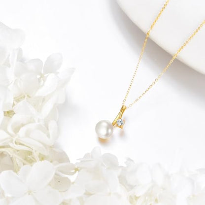KECHO 14k Gold Pearl Necklace for Women, Freshwater Pearl Pendant Jewelry Wedding Anniversary Birthday Gifts for Her - style: B-Pearl Necklace