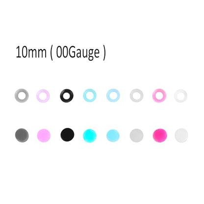 Juway Oveta Ear Gauges for Ear Silicone Ear Plugs Soft Flexible Silicone Gauge Saddle Silicone Ear Plugs and Tunnels 6mm-20mm(16 Pairs) - color: 32PCS(00G)