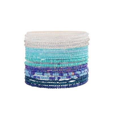 18Pcs Boho Stackable Beaded Bracelets for Women Colorful Handmade Multilayered Rice Beads Anklets Set Summer Beach Bohemian Jewelry Gift - color: Style 1 Blue
