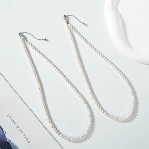 White Genuine Freshwater Cultured Pearl Necklace For Women And Men | Full Sizes from 3mm to 14mm Freshwater Pearls, AAA Grade & Above, A Love Gift Choice For Anniversaries And Birthdays - size: 4-5mm 14+2in
