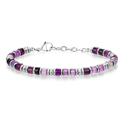 SIUMAL Mens Bracelet, Boho Stainless Steel Bracelets for Men, Beaded Bracelets, Jewelry Gifts for Husband, Father, Friends - color: Purple