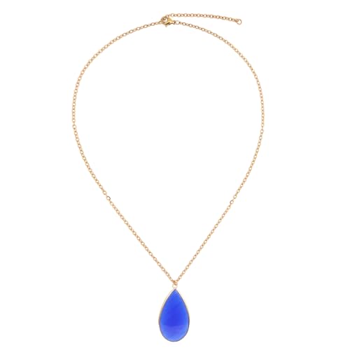 BaubleStar Teardrop Natural Crystal Healing Stone Pendant Necklace | Birthstone Quartz Necklace for Women, Multi-Color Available - color: Blue