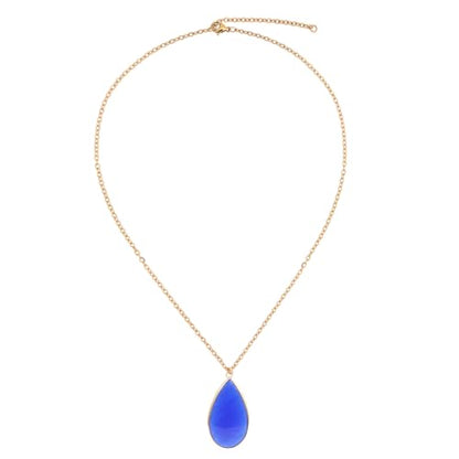 BaubleStar Teardrop Natural Crystal Healing Stone Pendant Necklace | Birthstone Quartz Necklace for Women, Multi-Color Available - color: Blue