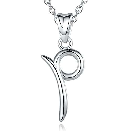 EUDORA Sterling Silver Initial Necklaces for Women, Classic 26 Letter Neckless Gifts for Girls, Sister, Mother Daughter, 18 inch Chain - style: P
