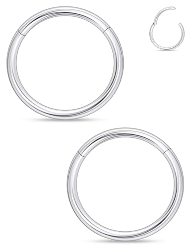 20G 18G 16G 14G 12G 10G 8G 6G 4G 2G Nose Rings Hoops Astm F136 Titanium Clicker Septum Lip Ring Tragus Helix Daith Rook Conch Snug Cartilage Lobe Earrings Hoop Piercing Jewelry For Women Men - size: 16G-6MM
