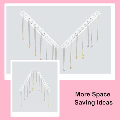 2Pcs Wall Necklace Holder for Women, Hanging Jewelry Organizer Wall Mount Crystal Holder Necklace Wall Hanger, Acrylic Bracelet Holder Organizer Jewelry Rack Adhesive Hooks Necklace Storage - style: 2 Pcs 12 Hooks