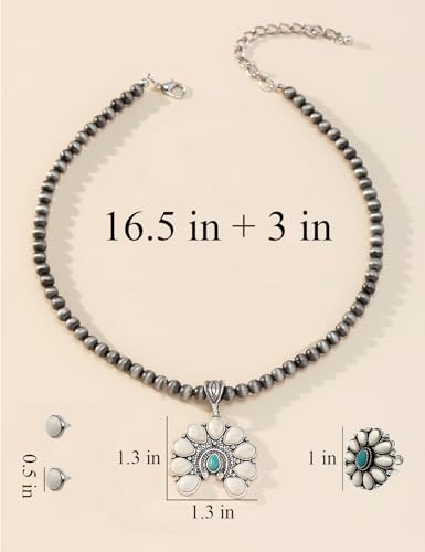 TOPACC Western Jewelry Set for Women Navajo Pearl Necklace Turquoise Cowgirl Accessories for Country Concert Outfit - color: B-Turquoise