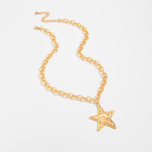 Big Star Necklace Chunky Necklace for Women Boho Thick Chain Statement Necklace Trendy Large Star Pendant Necklace Bold Vintage Chunky Jewelry - style: Style G