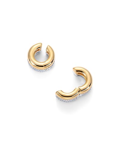 PAVOI 14K Gold Plated Chunky Tubular Hinged Earscape Ear Cuffs for Women - style: Double CZ