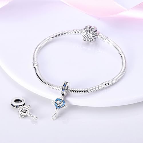 S925 Sterling Silver Cute Bead Charm for Pandora Bracelets and Necklaces | Lucky Clover Cute Animal Pink Bow Cherry Butterfly Pendant Bead Charms Jewelry Making Gifts for Women Valentines Mother's Day - style: Celtic Knot Dangle Charm