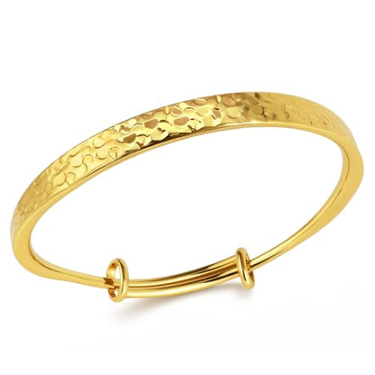 Hammered Texture Bracelet for Women - Maximum 8 inches Adjustable Cuff Bangle, Elegant Boho Chic Jewelry Silver & Gold - color: Gold-A