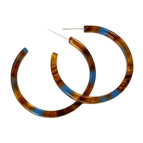 Resin Hoop Earrings for Women Lightweight Big Tortoise Shell Earrings Chunky Acrylic Earrings Hypoallergenic Mottled Statement Fashion Jewelry Gifts - color: C