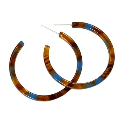 Resin Hoop Earrings for Women Lightweight Big Tortoise Shell Earrings Chunky Acrylic Earrings Hypoallergenic Mottled Statement Fashion Jewelry Gifts - color: C