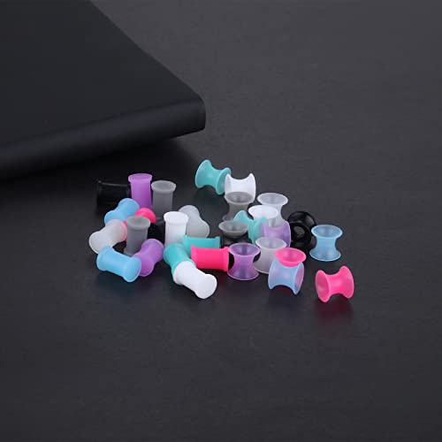 Juway Oveta Ear Gauges for Ear Silicone Ear Plugs Soft Flexible Silicone Gauge Saddle Silicone Ear Plugs and Tunnels 6mm-20mm(16 Pairs) - color: 32PCS 6mm(2GA)