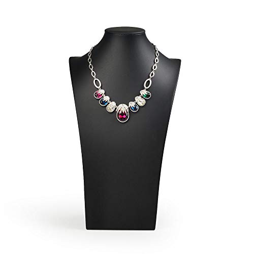 Oirlv Black Leatherette Necklace Pendant Chain Jewelry Bust Display Holder Stand (H15.34) - size: H15.16"