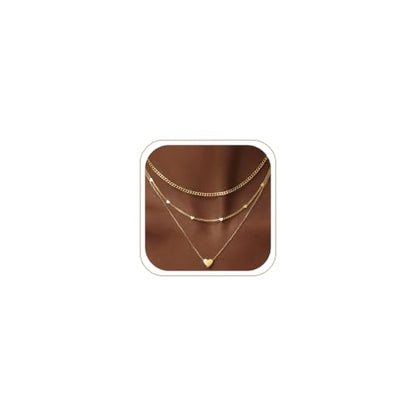 WomenGifts Layered Gold Necklaces for Women, 14K Gold Sterling Silver Plated Dainty Pendant Necklace Set Non Tarnish, Chunky Stackable Cuban Chain Choker, Trendy Birthstone Vacation Jewelry Gift - color: Gold, style: Heart Trio