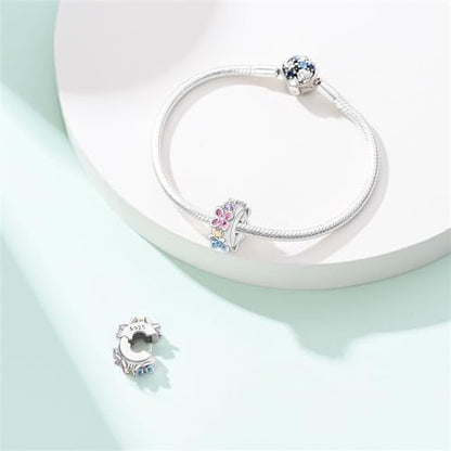 Gold Clip Stopper Charms for Pandora Bracelets Spacers Bead Charms Packs Jewelry Gift for Women - color: Flower Charms-2 Packs