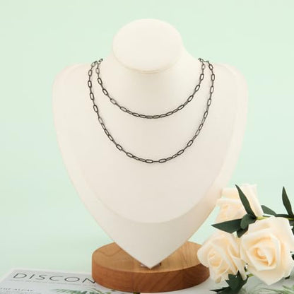 UMAOKANG 32.8 Feet Black Paperclip Chain for Jewelry Making Black Plated Brass Jewelry Chain Roll Handmade Necklace Bracelet DIY Jewelry Chains Bulk - color: Black Paperclip